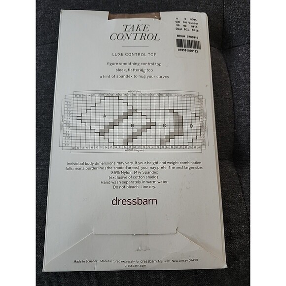 Dressbarn Sheer Genius Pantyhose Size A Nude Daytime Sheer Reinforced Top NEW - Picture 4 of 5